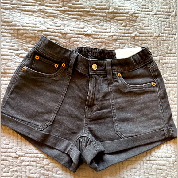 NWT American Eagle Outfitters Women's Black Denim Shorty Shorts - Picture 1 of 5